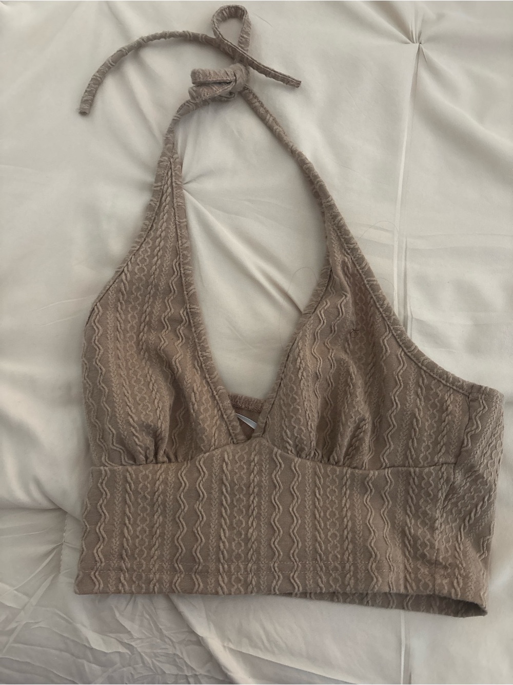 SHEIN Taupe Textured Halter Bralette